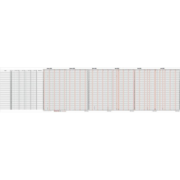 4021819212008 - Urlaubsplaner 12-22 12 Monate   1 Seite 230x30cm für 35 Mitarbeiter 2025 4021819212008 Güss