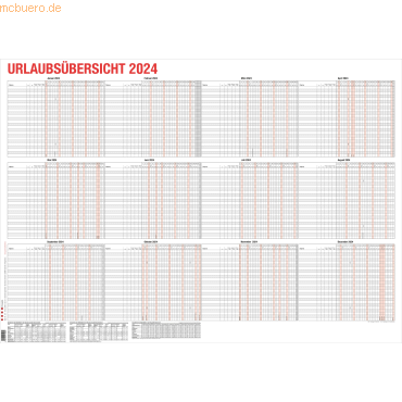 4021819214002 - Urlaubsübersicht max 25 Mitarbeiter 12 Monate Kalendarium 2023