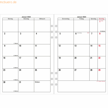 4021819238206 - Monatsübersicht Ringbucheinlage A5 4-fach gelocht Kalendarium 202