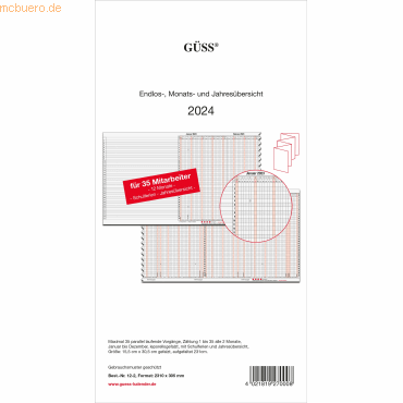 4021819270008 - Endlos-Monats- und Jahresübersicht für 35 Mitarbeiter Projekte Ka