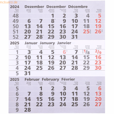 4021819660014 - Ersatzkalender für 3-Monatskalender 30x35cm 2025