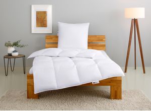 4022108352641 - Kassettenbett + Kopfkissen MY HOME RINA Bettdecke in 135x200 & 155x220 cm 2-tlg Bettwaren-Sets Gr B L 155 cm x 220 cm 1 B L 80 cm x 80 cm (1) weiß Sommerbettdecke Set mit Kissen 40x80 cm 80x80 cm für Herbst Winter Made in Germany