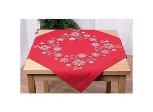 4022236380301 - Stickmitteldecke Eiskristalle rot