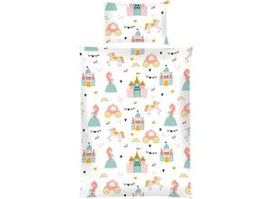 4022378790013 - Bestlivings - Kinder Bettwäsche 2-tlg ( 100x135cm   40x60cm ) Bettdecken Set 100% Baumwolle - Babybettwäsche mit Motiv Prinzessin - Prinzessin