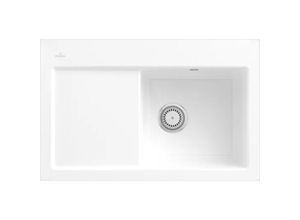 4022693908919 - Villeroy&boch - flächenbündige Keramikspüle inklusive Ablaufgarnitur mit Handbetätigung Subway 45 flat Weiß Alpin 745x475mm - Weiß Alpin