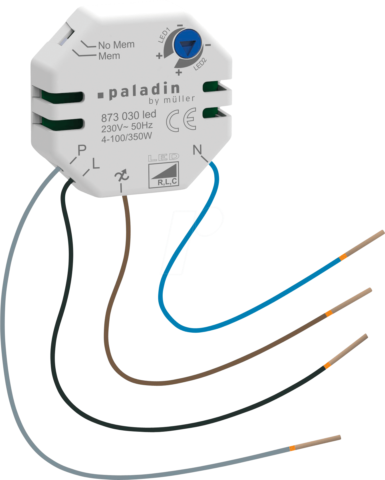 4022709231383 - Muller - Müller 873030 Unterputz Dimmer Geeignet für Leuchtmittel LED-Lampe Weiß