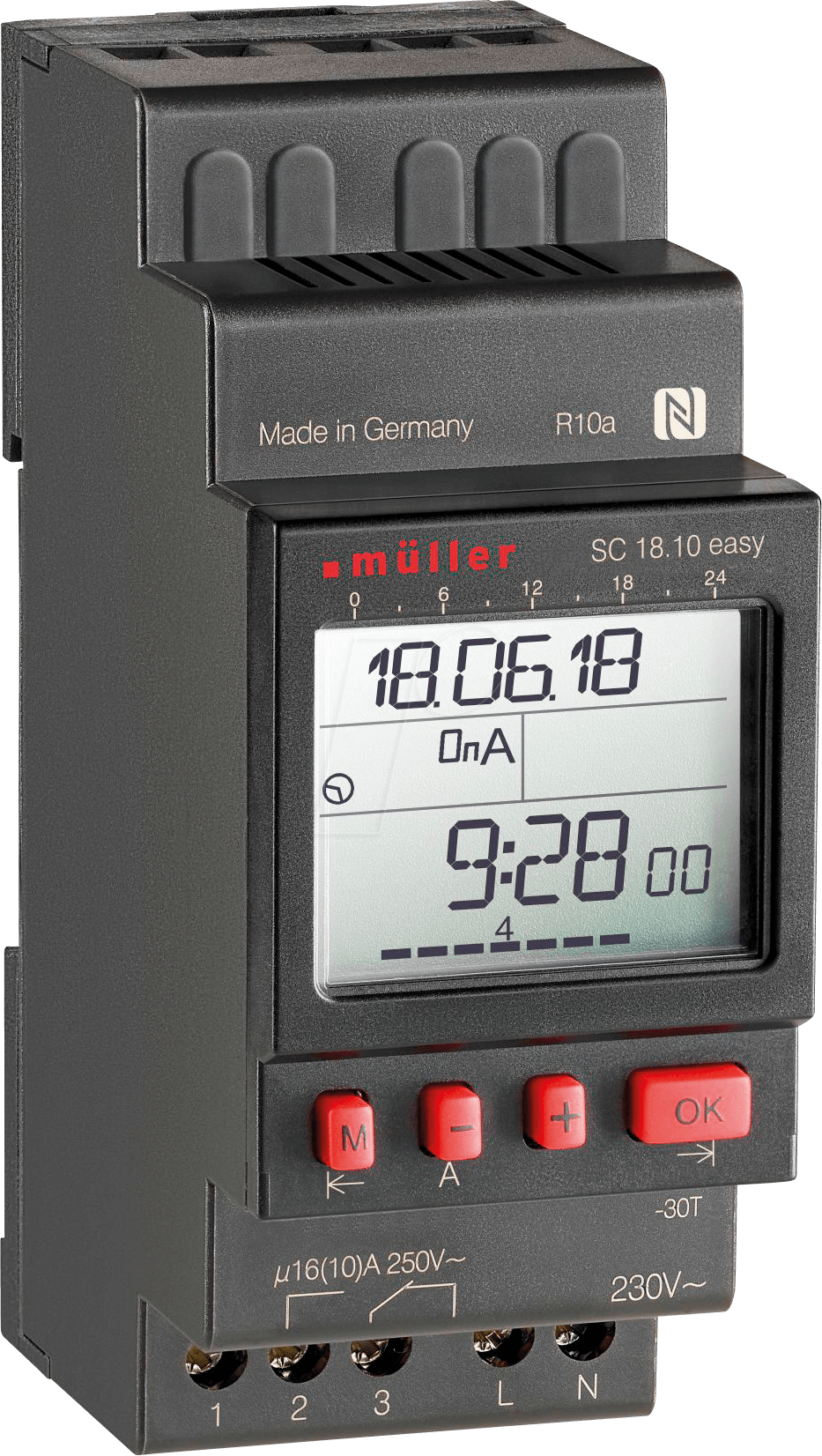 4022709238238 - Müller SC 1810 easy 24V ACDC Hutschienen-Zeitschaltuhr digital 24 V DC 24 V AC 16 A 250 V 4022709238238 - Müller SC 1810 easy 24V ACDC Hutschienen-Zeitschaltuhr digital 24 V DC 24 V AC 16 A 250 V