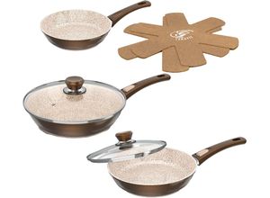 4023012242219 - Pfannen-Set GENIUS Cerafit Granit - Grand-Edition Pfanne 7-teiliges Set braun Ø28cm Pfannen geeignet für Aufläufe zum Schmoren o Backen - ohne Griff und Deckel