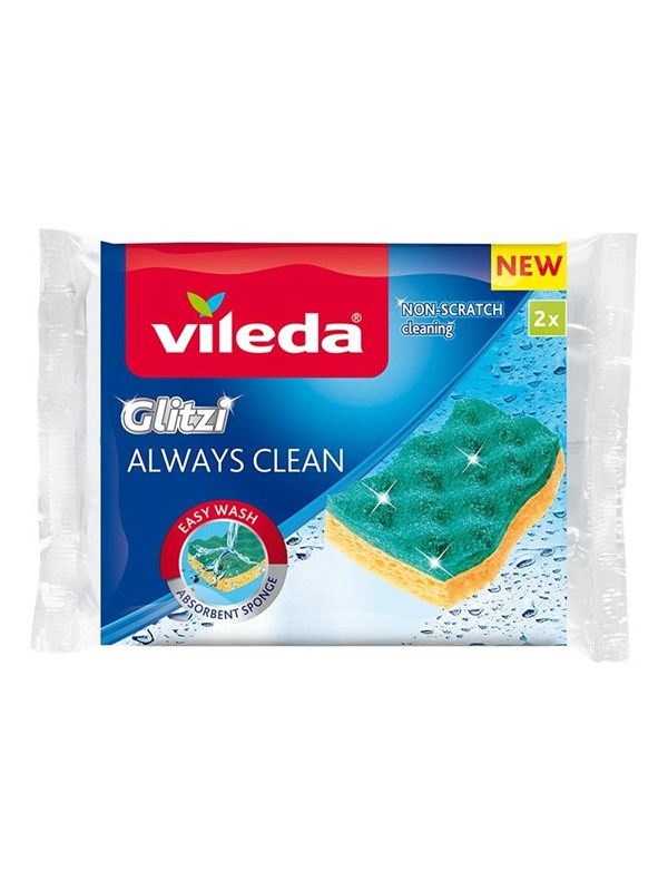 4023103229235 - Glitzi Always Clean 2 Scheuerschwämme gelb grün - Vileda