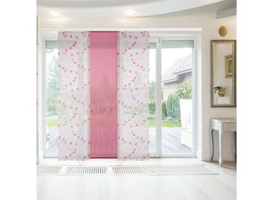 4023177049890 - Bestlivings - Flächenvorhang Elena 3er Pack mit Druck   Motiv 60 x 260 cm (b x h) in Himbeere Paradise Schiebevorhang mit Print - Himbeere Paradise