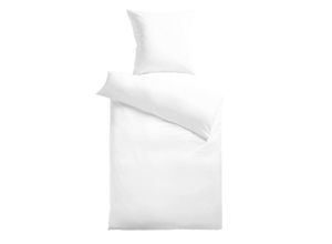 4024008022693 - Baumwoll-Satin Bettwäsche Uni 80 x 80 + 155 x 220 cm Farbe weiss