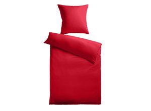 4024008025151 - Baumwoll-Satin Bettwäsche Uni 80 x 80 + 135 x 200 cm Farbe rot