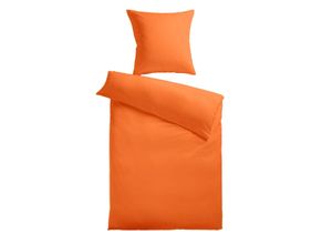 4024008025304 - Baumwoll-Satin Bettwäsche Uni 80 x 80 + 155 x 220 cm Farbe orange