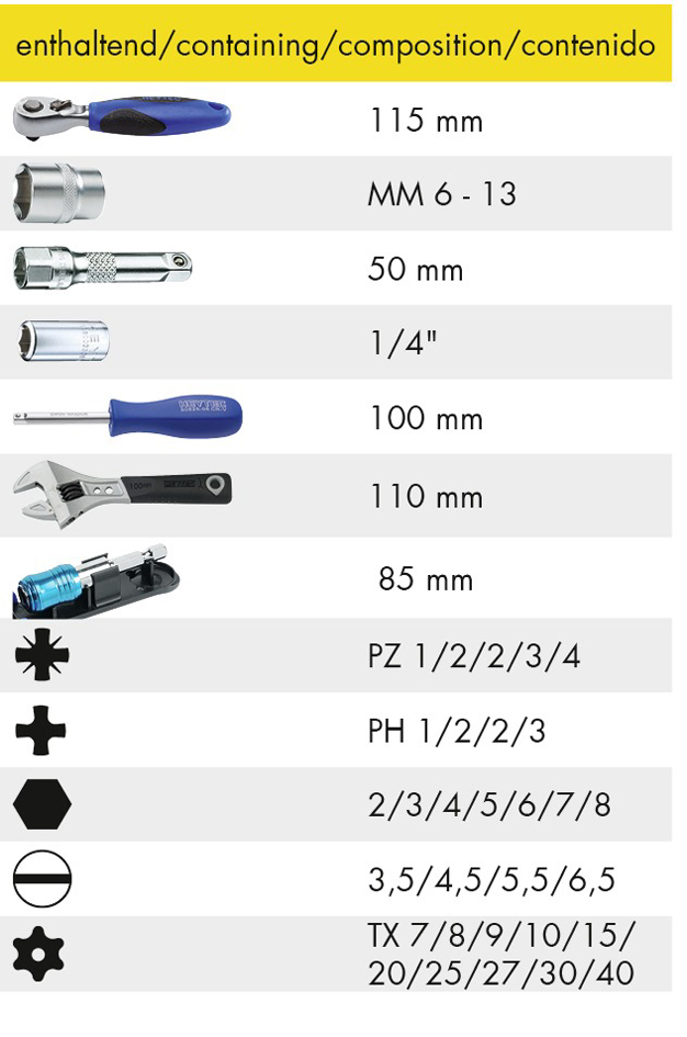 4024089365658 - 50829-3018 Steckschlüssel- und Bits-Garnitur 44-tlg - Heytec