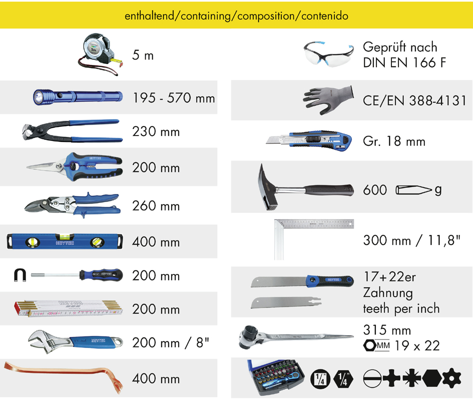 4024089409031 - 5081052-5 Dachdecker-Sortiment im Rucksack 50-tlg - Heytec