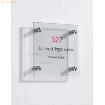 4024158189871 - Türschild Serie Skyline 150x150mm 2x4mm ES-Glas klar