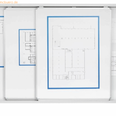 4024158318066 - Schiebetafel mit Whiteboard BxHxT 1200x1500mm weiß incl Roll