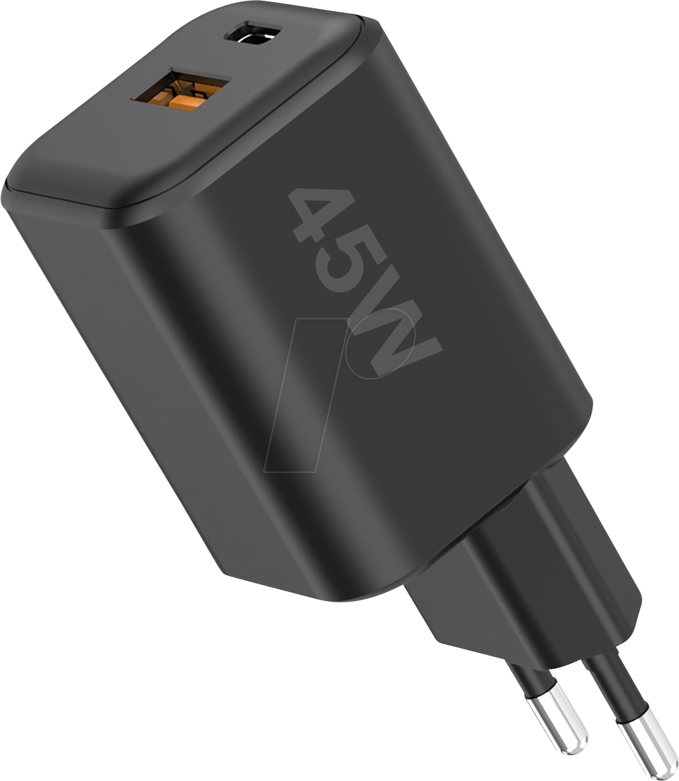 4024559263941 - 263941 - USB-Ladegerät 45W 1x USB-C (PD) 1x USB-A GaN schwarz