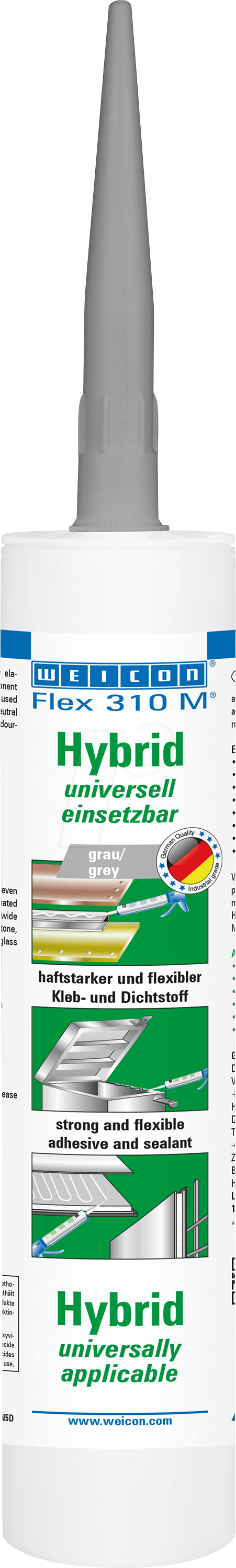 4024596096618 - WEICON 10067875 - 1-K Kleb- und Dichtstoff auf SMP-Basis 310 ml grau