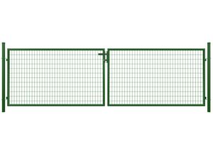 4024785444770 - TETZNER & JENTZSCH - Metall Doppeltor B4000 x H1200 mm inkl Pfosten + Beschlägen RAL6005 grün