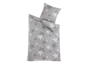 4025054001229 - Holiday Heimtex - OptiDream Exklusiv Renforcé-Bettwäsche 135x200 cm Stars grau