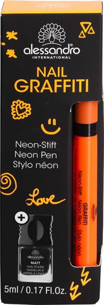 4025087206769 - Alessandro Graffiti Neon Set orange inkl Nagellack schwarz matt 3+5 ml