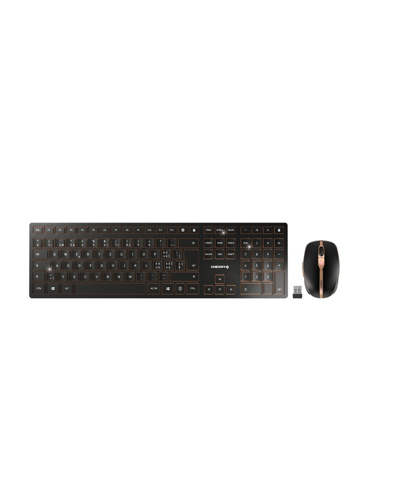 4025112095290 - CHERRY DW 9100 SLIM - Tastatur-und-Maus-Set - kabellos - 24 GHz Bluetooth 42 - Schweiz - schwarz bronze