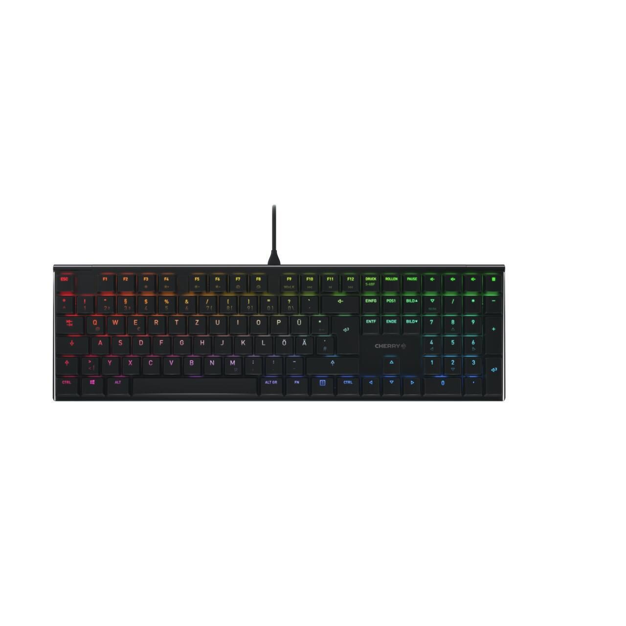 4025112096488 - Mechanische Tastatur Cherry MX 100N RGB QWERTZ 22 mm flach Aluminium LED-Beleuchtung schwarz