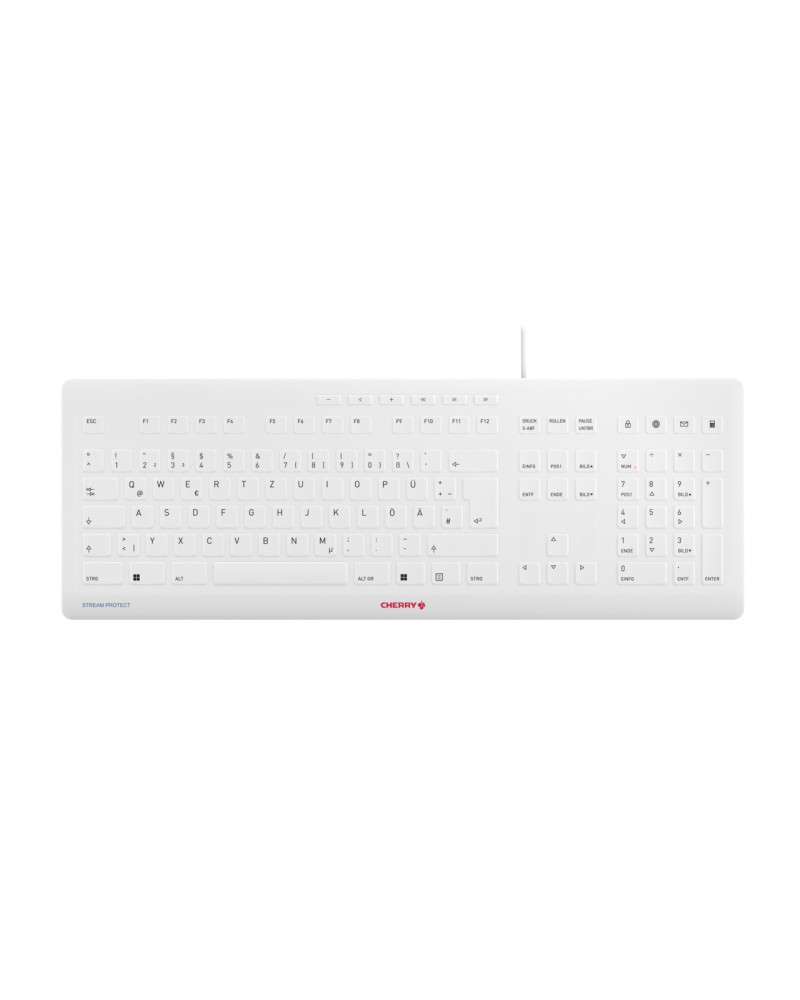 4025112106255 - JK-8502DE-0 CHERRY TAS STREAM PROTECT KEYBOARD Corded DE-Layout weiß JK-8502DE-0 4025112106255