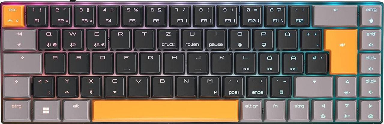 4025112106798 - CHERRY MX MX-LP 21 - Tastatur - kompakt - Hintergrundbeleuchtung - kabellos - USB 24 GHz Bluetooth 52