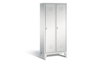 4025314510324 - C+P Garderobenschrank Classic H1850xB810xT500mm Korpus Lichtgrau Türen Lichtgrau Abteile 2 Abteilbreite 400mm 2 Fächer Drehriegel