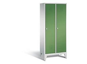 4025314510362 - C+P Garderobenschrank Classic H1850xB810xT500mm Korpus Lichtgrau Türen Resedagrün Abteile 2 Abteilbreite 400mm 2 Fächer Drehriegel