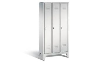 4025314515060 - C+P Garderobenschrank Classic H1850xB900xT500mm Korpus Lichtgrau Türen Lichtgrau Abteile 3 Abteilbreite 300mm 3 Fächer Drehriegel