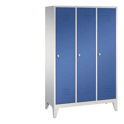 4025314519822 - C+P Garderobenschrank mit Füßen 3 Abteile 40 cm Lichtgrau Enzianblau 1200 x 500 x 1850 mm