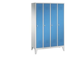 4025314522648 - Garderobenschrank einzeln verschließ Abteil BxTxH 1190x500x1850 mm 4 Abteile b 300 mm Füße Drehriegel ral 7035 5012