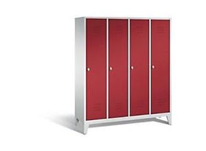 4025314527506 - C+P Garderobenschrank Classic H1850xB1590xT500mm Korpus Lichtgrau Türen Rubinrot Abteile 4 Abteilbreite 400mm