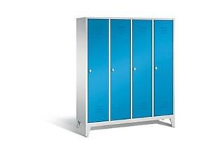 4025314527544 - C+P Garderobenschrank Classic H1850xB1590xT500mm Korpus Lichtgrau Türen Lichtblau Abteile 4 Abteilbreite 400mm