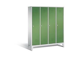 4025314527858 - C+P Garderobenschrank Classic H1850xB1590xT500mm Korpus Lichtgrau Türen Resedagrün Abteile 4 Abteilbreite 400mm