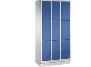 4025314551938 - C+p Möbelsysteme - c+p Schließfachschrank Classic 9 Fächer HxBxT 180x30x50cm Lichtgrau Enzianblau - Enzianblau