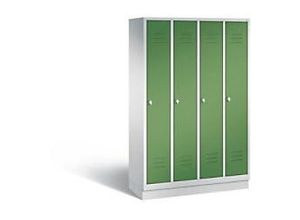 4025314557961 - C+P Garderobenschrank Classic H1800xB1190xT500mm Korpus Lichtgrau Türen Resedagrün Abteile 4 Abteilbreite 300 Fächer 4 Drehriegel