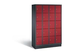 4025314563443 - CP Schließfachschrank S 2000 Classic schwarzgrau rubinrot 8020-405 S10095 20 Schließfächer 1190 x 500 x 1800 cm