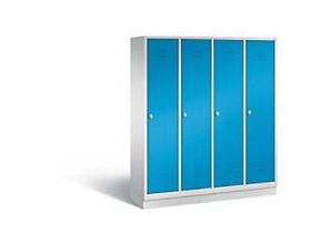 4025314563689 - C+P Garderobenschrank Classic H1800xB1590xT500mm Korpus Lichtgrau Türen Lichtblau Abteile 4 Abteilbreite 400 Fächer 4 Drehriegel