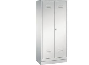 4025314569469 - CLASSIC Garderobenschrank mit Sockel zueinander schlagende Türen 2 Abteile Abteilbreite 400 mm lichtgrau