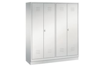 4025314571073 - CLASSIC Garderobenschrank mit Sockel zueinander schlagende Türen 4 Abteile Abteilbreite 400 mm lichtgrau