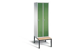 4025314584004 - CLASSIC Garderobenschrank mit untergebauter Sitzbank 2 Abteile Abteilbreite 300 mm lichtgrau   resedagrün