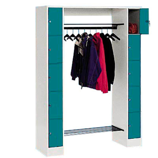 4025314614176 - CP Garderobe mit Schließfächern Serie 8070 lichtgrau wasserblau 80710-00 S10006 10 Schließfächer 1430 x 480 x 1950 cm