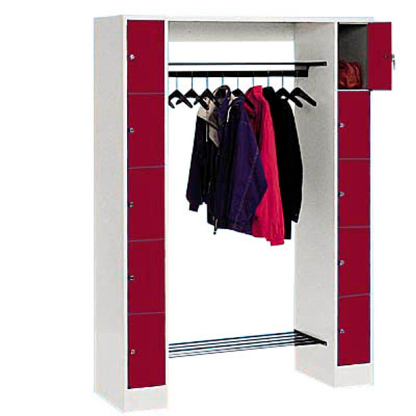 4025314614183 - CP Garderobe mit Schließfächern Serie 8070 lichtgrau rubinrot 80710-00 S10007 10 Schließfächer 1430 x 480 x 1950 cm