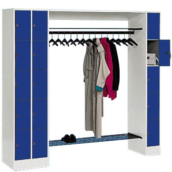 4025314615555 - CP Garderobe mit Schließfächern Serie 8070 lichtgrau enzianblau 80730-00 S10006 15 Schließfächer 2100 x 480 x 1950 cm