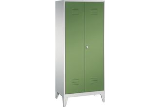 4025314635522 - CLASSIC Geräteschrank mit Füßen 2 Abteile Abteilbreite 400 mm lichtgrau   resedagrün