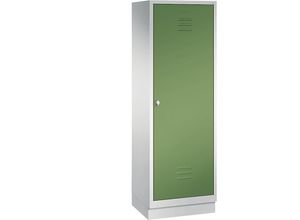 4025314658224 - CLASSIC Garderobenschrank mit Sockel Tür über 2 Abteile 2 Abteile Abteilbreite 300 mm lichtgrau   resedagrün